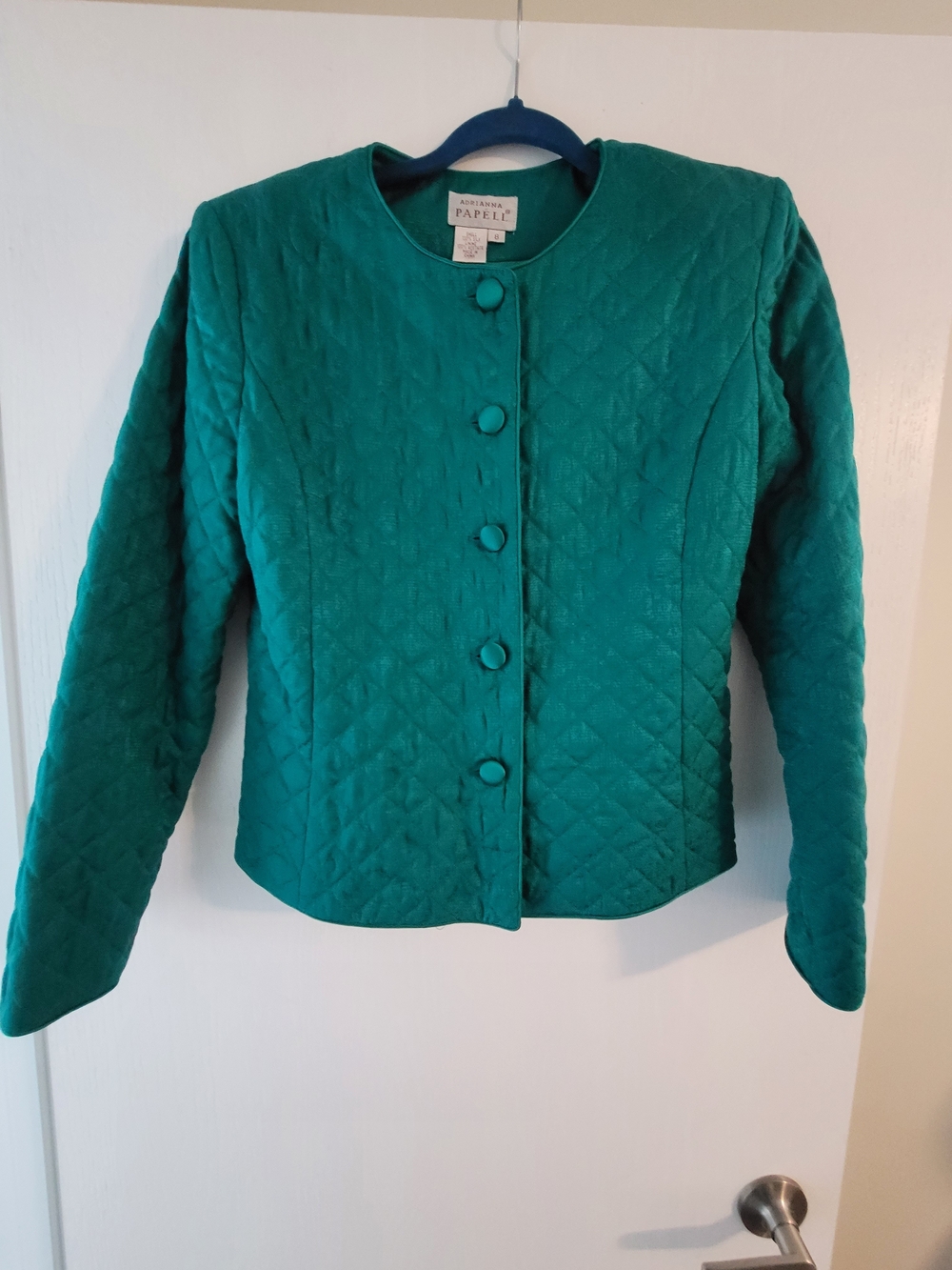 Quilted 100% Silk Teal Jacket - Women's Button-Up Coat